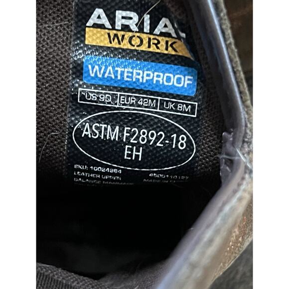 Ariat Men's 9 Groundbreaker H2O Soft Toe EH WP Square Toe Work Boot 10024984 - Picture 8 of 11